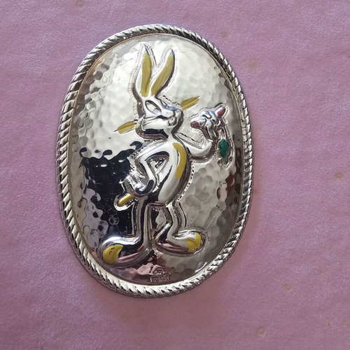 Silver photo album for baptism with Bugs Bunny, like new