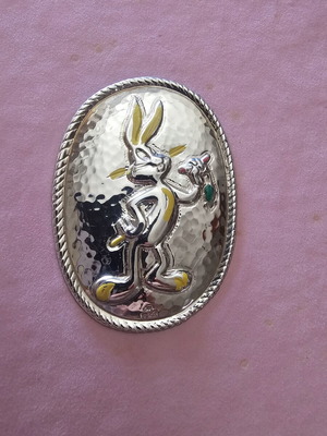 Silver photo album for baptism with Bugs Bunny, like new