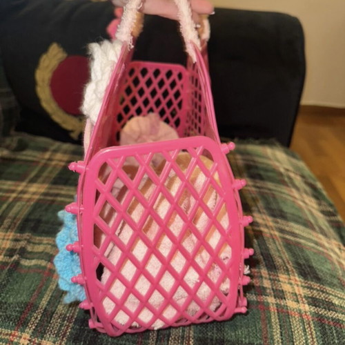 Saint Barth knitted basket bag with flowers like new