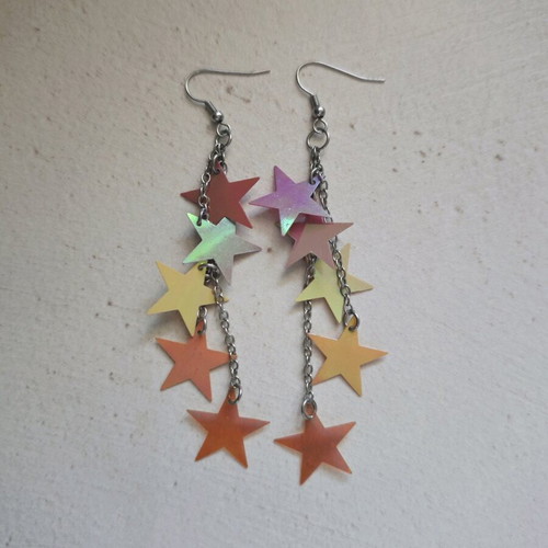 Summer earrings used with multicolored stars