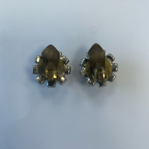 Vintage Rosette Earrings with Swarovski Crystals like new