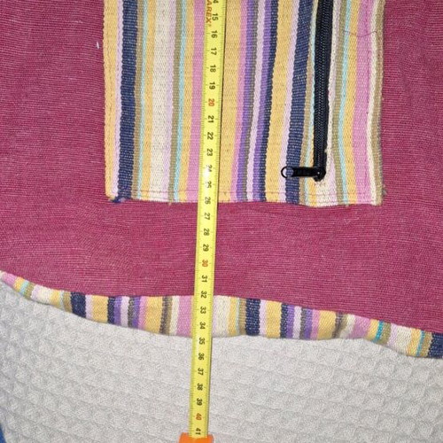Boho crossbody bag used, fabric, red multicolor