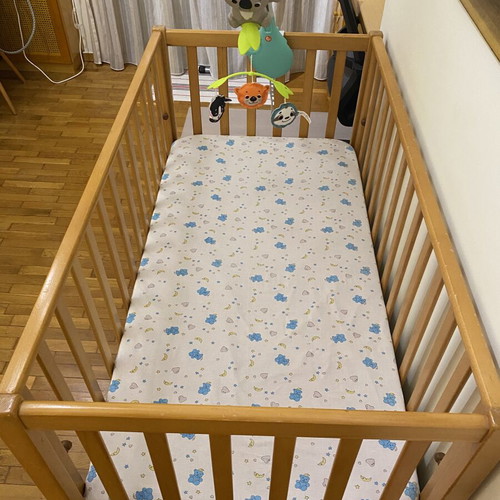 Baby cot used with wheels and adjustable rails 131x73 cm