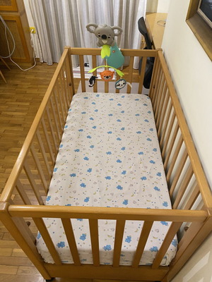 Baby cot used with wheels and adjustable rails 131x73 cm
