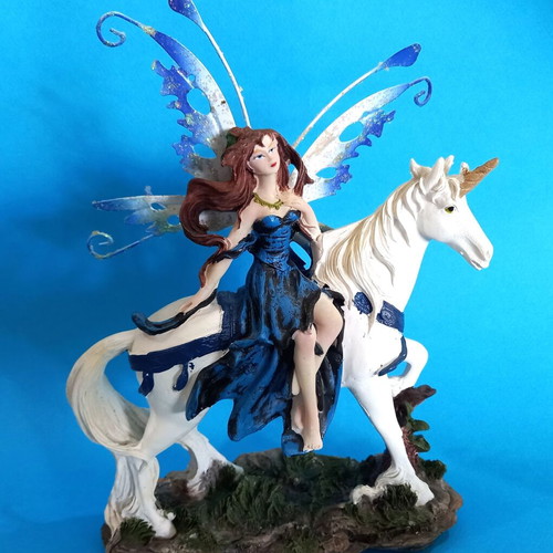 Fairy on Unicorn collectible resin figure like new, 23 cm