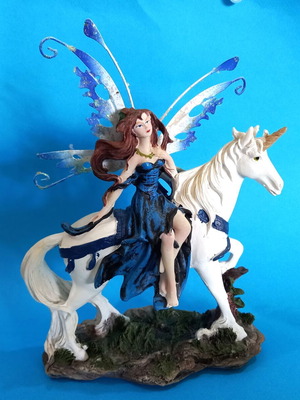 Fairy on Unicorn collectible resin figure like new, 23 cm