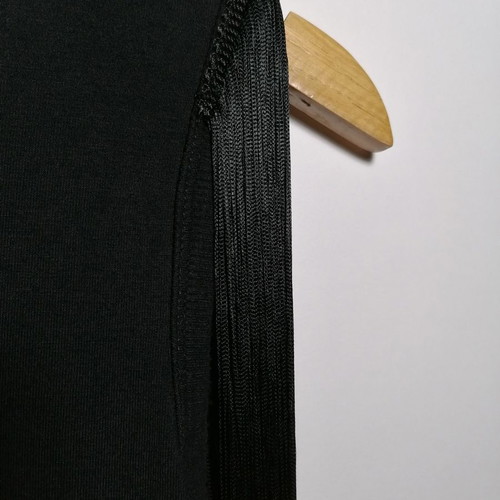 Denny Rose sleeveless blouse used, size M, black with fringes