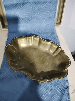 Baroque antique brass platter used