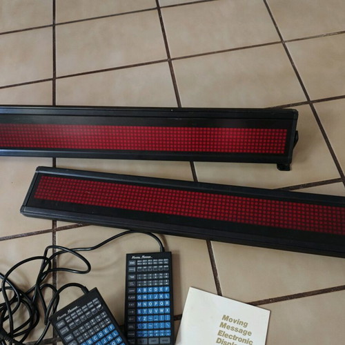 LED scrolling signs single-sided 70x10 cm used, set of two with remotes