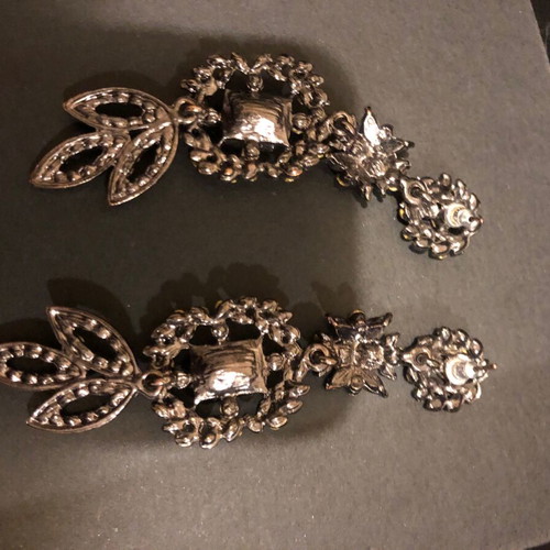 Faux drop earrings with black stones and rhinestones like new