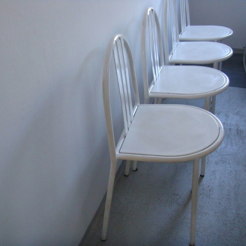 Kitchen chairs used, pack of 4, white