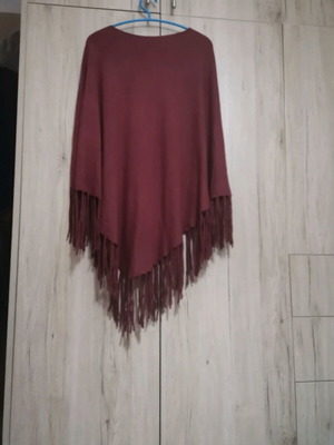 Γυναικείο πόντσο μεταχειρισμένο, καφέ και κόκκινο