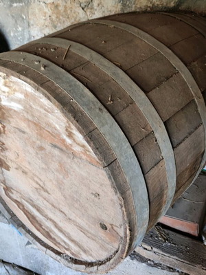 Large wine barrel used