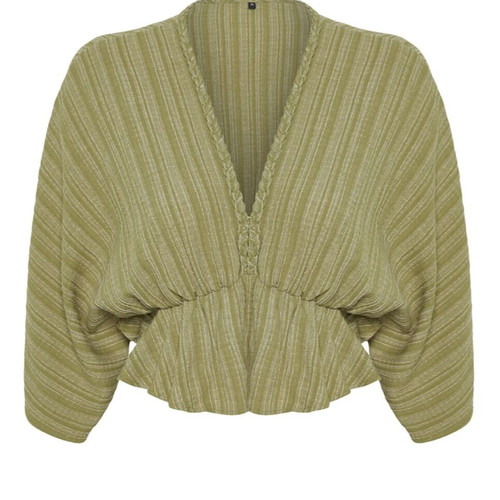 Olive green boho blouse like new, size 40