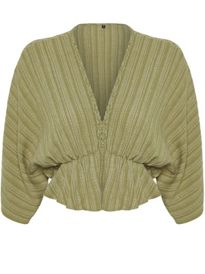 Olive green boho blouse like new, size 40