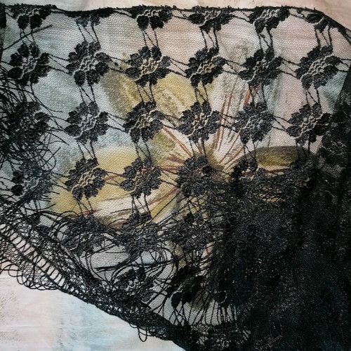 Tulle Shawl with Rose Pattern used