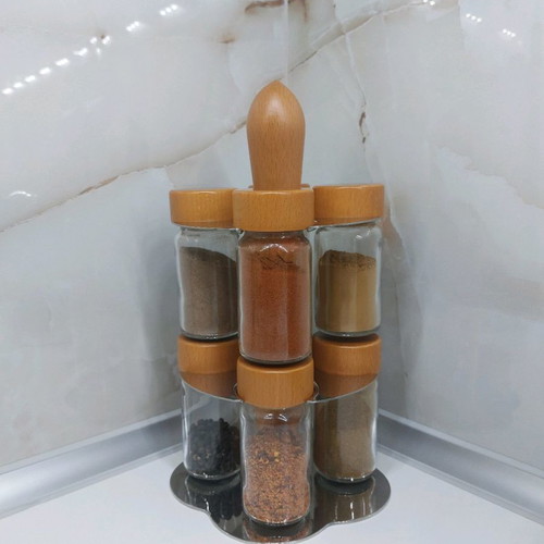 Giannini spice rack used, wood and stainless steel