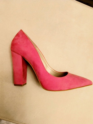 Fuchsia pointed heel pump Beatris new, suede material