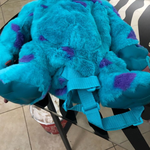 Sulley Monsters Inc big soft furry backpack, new, blue-purple