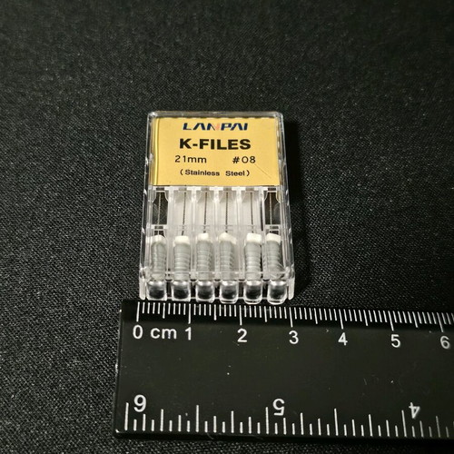 K-Files dental hand files 21mm #08 new, set of 6 pieces