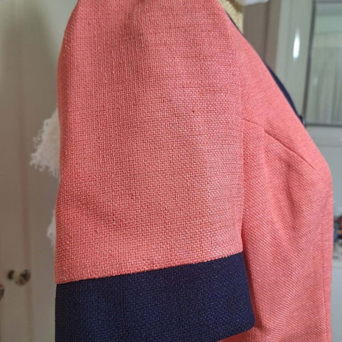 Camelot women's coral short jacket with blue details, like new