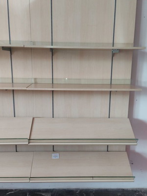 Shelves with back used, glass finish, quality wood, many pieces