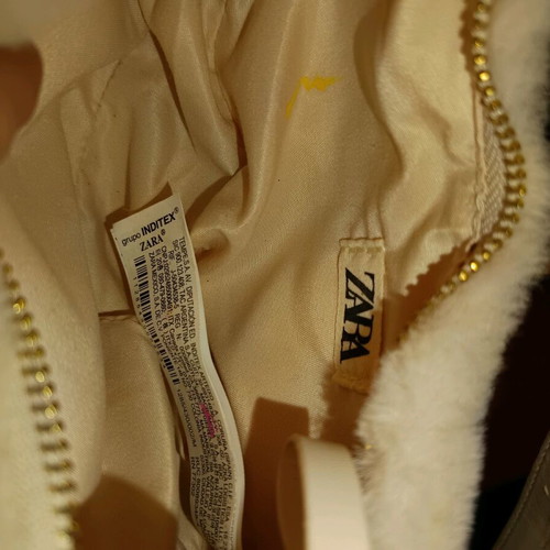 White faux fur shoulder bag Zara new