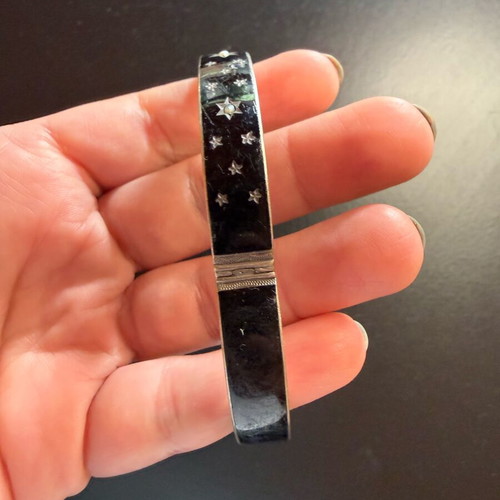 Vintage black bracelet cuff with stars used