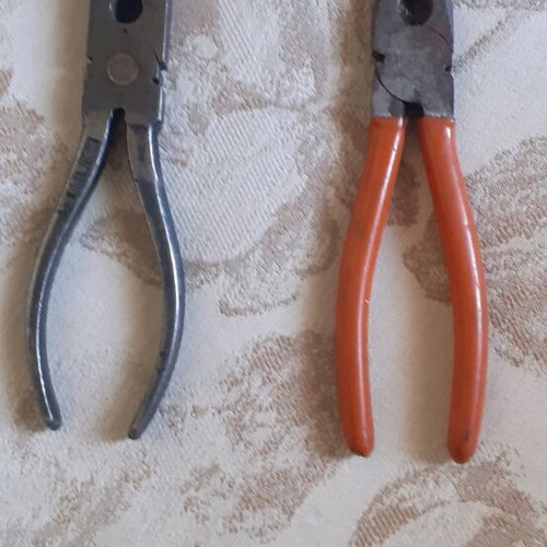 Pliers used, vintage piece from car toolbox, set of 2