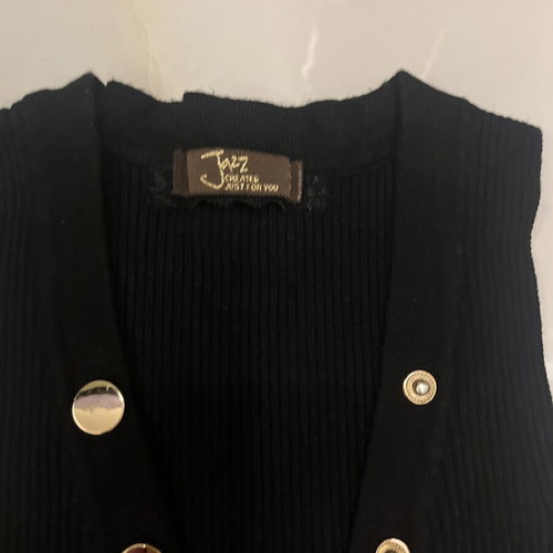 Black ribbed midi dress with gold buttons, like new, size S
