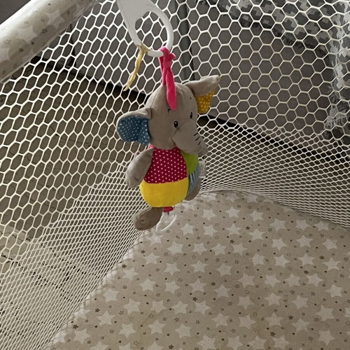 Baby playpen used with mesh sides beige with stars