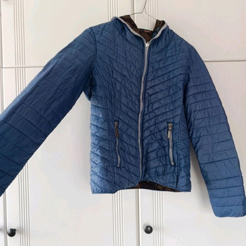 Women's double-faced spring jacket like new, blue multicolor, size S