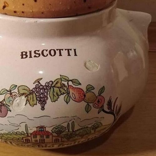 Vintage Italian Biscotti Jar used, large