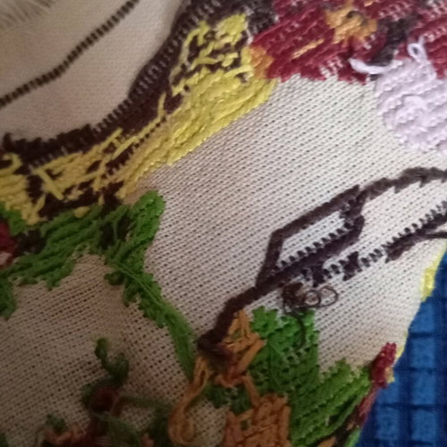 Vintage embroidery textile art