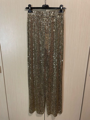 Vassia Kostara pants with sequins like new, gold, size S