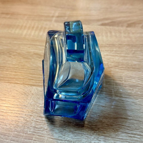 Blue glass container vintage 1950s like new