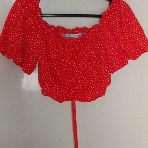 ZARA set skirt XS and crop top S polka dot like new, red and white