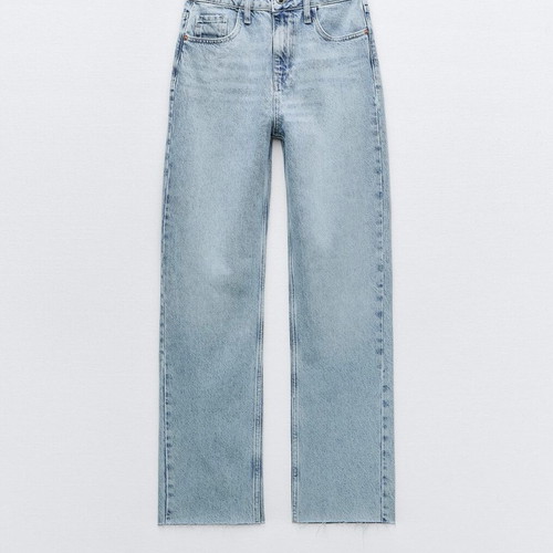 Zara Highwaisted Straight Jeans ankle length size 36 like new light blue
