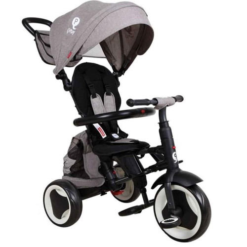 QPlay Folding Tricycle Rito Plus Eva Grey used, broken clip on belt