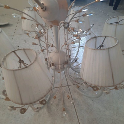 Vintage 6-light ceiling lamp with crystals like new