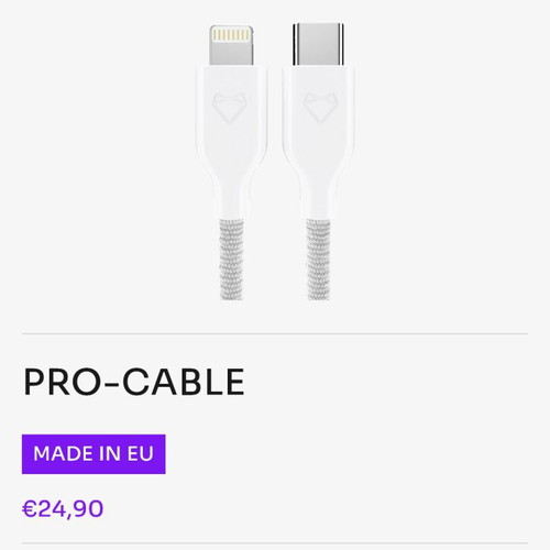 Mobilfox magnetic Type C to Lightning cable new, 1.2 meters white