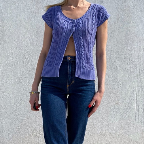 Knitted Benetton cardigan like new, size L, purple