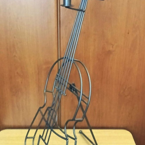 Decorative guitar candle holder, metal, 4 candles