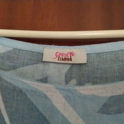 Goose Island linen summer dress like new, size L/XL, white and blue