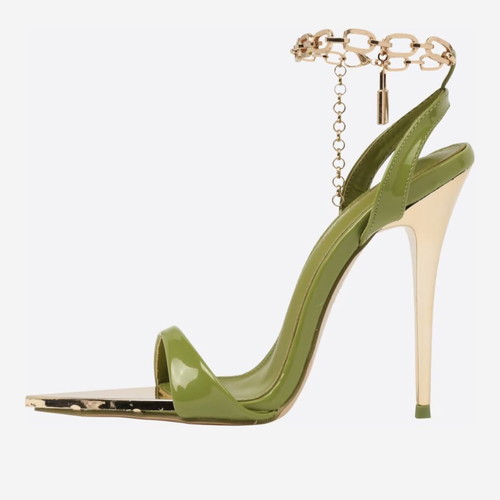 Chain Heels new, size 40, green and gold