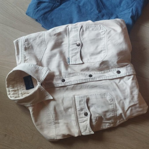 Men's cotton winter shirts size L, like new, beige and blue, set of two