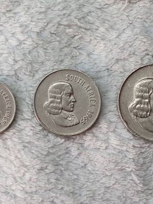 South African coins used, set of 3, 1965