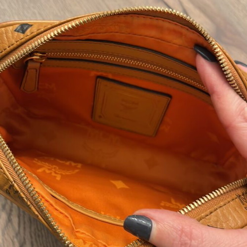 MCM Diamond Camera Bag unisex crossbody, cognac