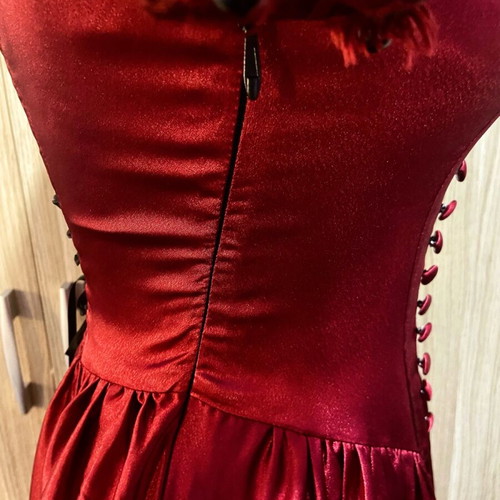 Punkrave Gothic Victorian ruby satin dress