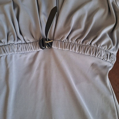 ZARA Mini Dress S Grey like new with Shirring and V Neckline